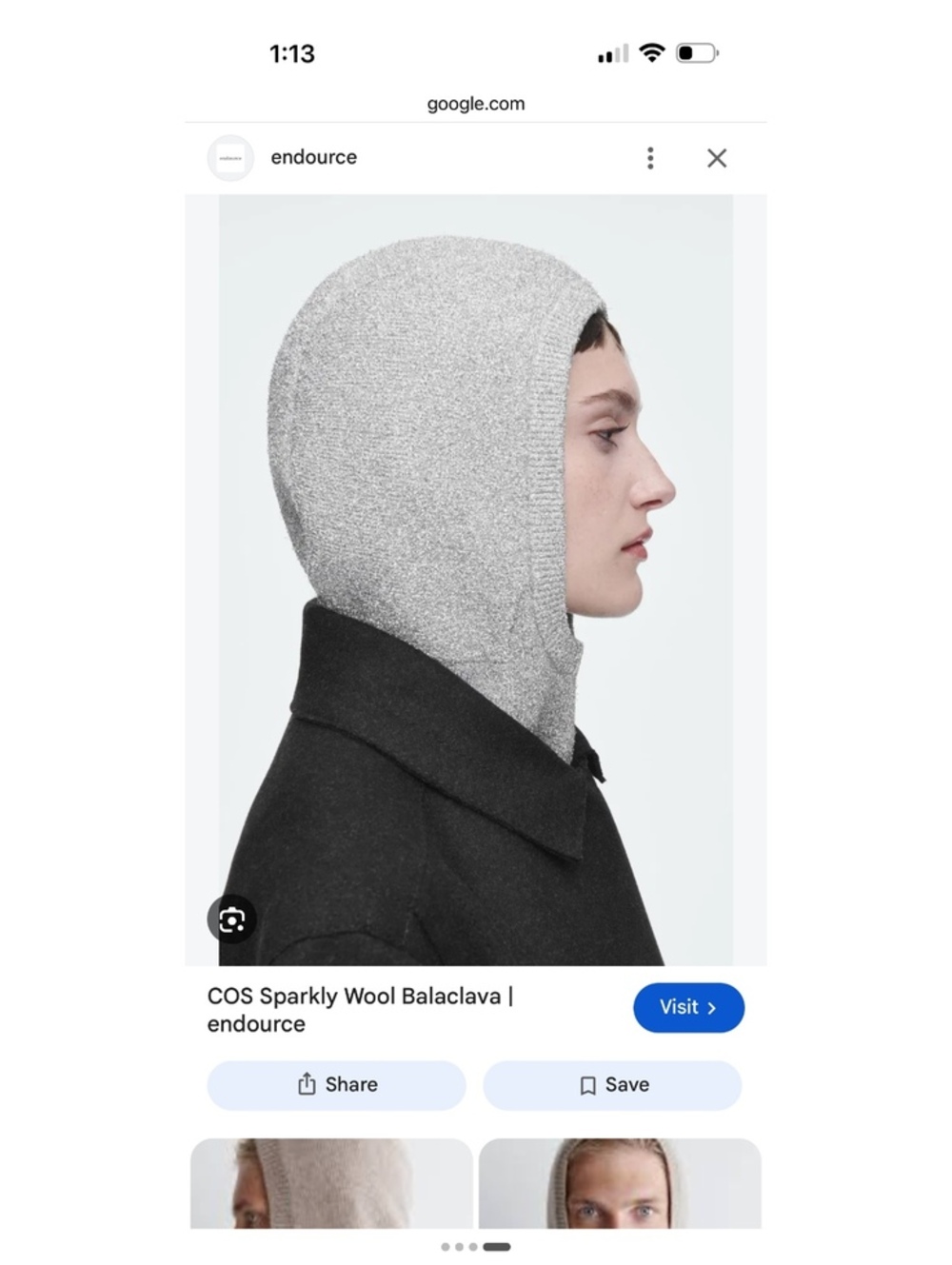 COS Sparkly Wool Balaclava in grey